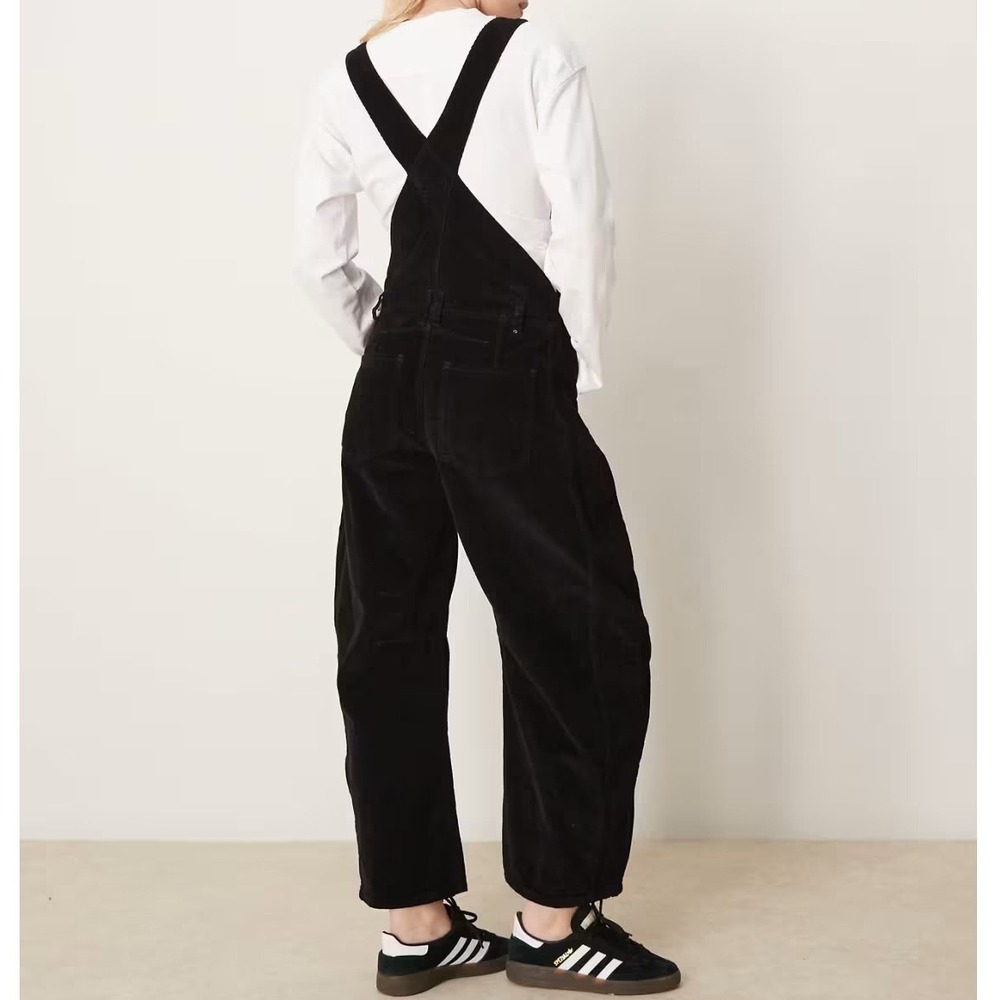 Free People We the Free Black Relaxed Corduroy Ziggy Overalls Size Medium - Picture 2 of 14